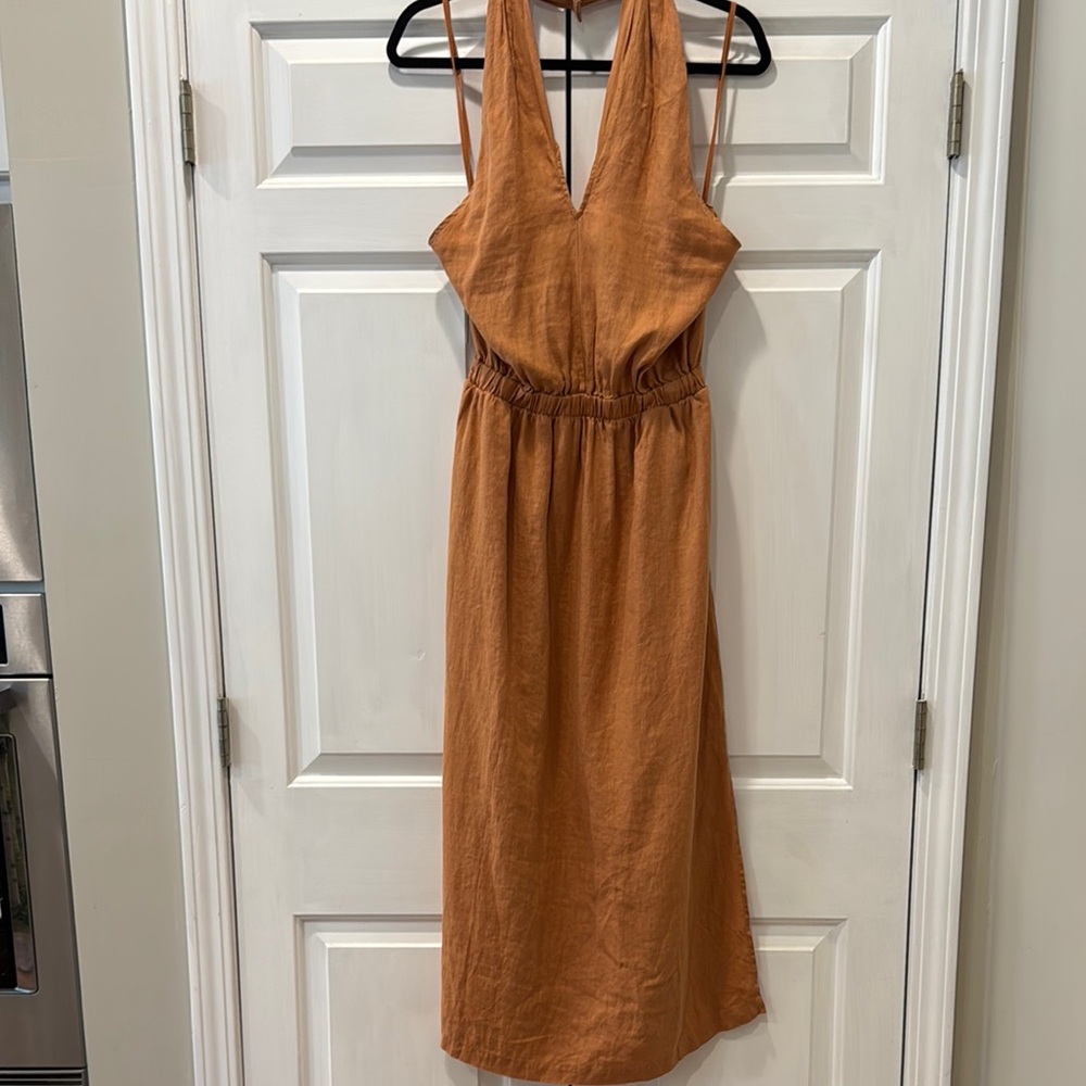 Boho Luxe Cloth & Stone Rust Backless Halter Midi Dress